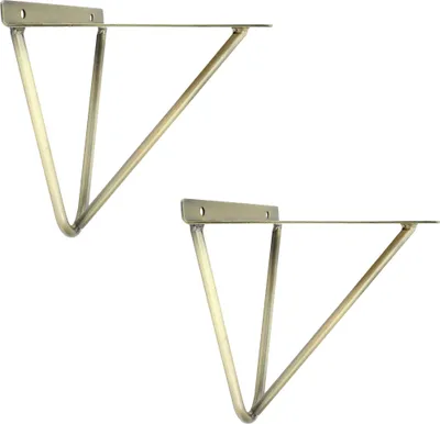 Produktbild von Natural Goods Berlin Regalhalter FHAIN, Regalhalterung, Regalträger, Wandregal, Wandkonsole, Antik Gold, 160 bis 200 mm Regalboden, 2 Stück