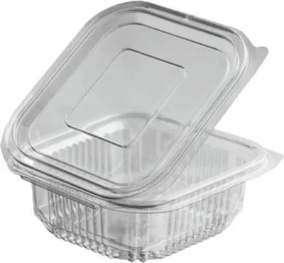 Produktbild von 50x Rechteckbecher klar mit Deckel 250 ml (PET)