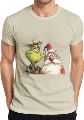 Produktbild von Grinch Weihnachtsmann lustig Weihnachten Geschenk Cartoon Retro Herren T-Shirt, Natur, M