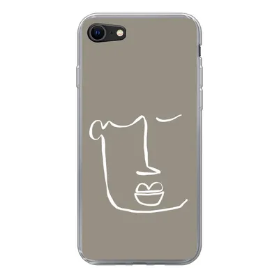 Produktbild von MuchoWow® Handyhülle Schutzhülle Hülle für iPhone SE 2020 Lippen - Abstrakt - Strichzeichnung Silikon Softcase Handy Hülle - Kartenbesitzer