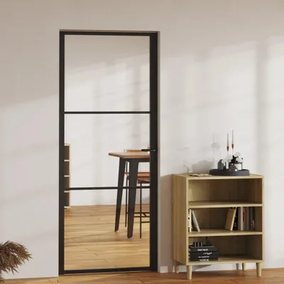 Zdjęcie produktu dla vidaXL Drzwi wewnętrzne ESG szkło i aluminium 83x201,5 cm czarne