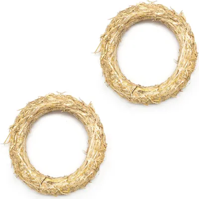 Produktbild von 2x DekoPrinz Natur Strohkranz Ø 25cm / 4cm Strohrömer Rohling Adventskranz Türkranz Kranz Strohring