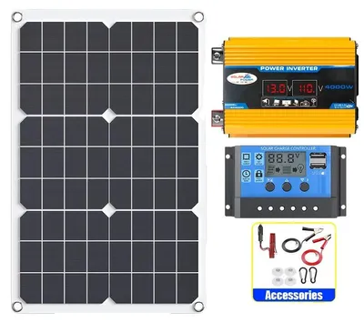 Obrázek produktu pro Solární balíček, vysoce výkonný solární panel, nabíječka s MPPT technologií, jak je znázorněno