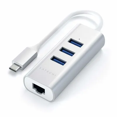 Immagine prodotto di Satechi Type-C 2-in-1 Hub USB 3.0 a 3 porte ed Ethernet USB-C argento
