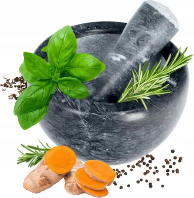 Produktbild von Steinmörser - Mörser mit Stößel - Für Gewürze und Kräuter - Schwer und robust - Grau