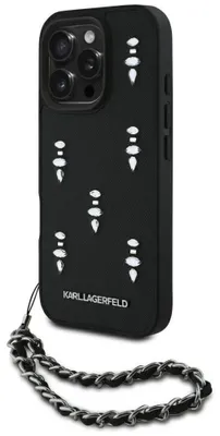 Obrázok produktu pre Karl Lagerfeld - Saffiano kožené puzdro na iPhone 16 Pro - čierny