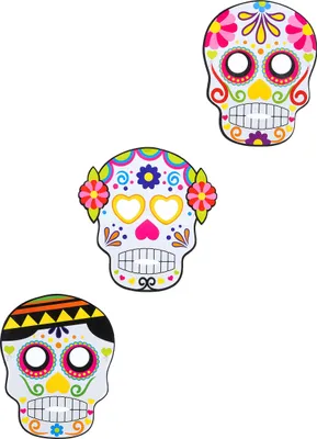 Immagine prodotto di Maschere del giorno dei morti Maschere di Halloween set di 3 maschere colorate 17,5x22,5 cm -
