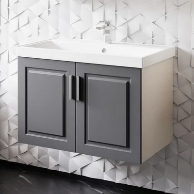 Produktbild von Waschtisch Set Arin| Waschbecken mit Unterschrank Badezimmerschrank Anthrazit 80