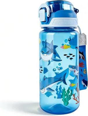 Imagen del producto de Botella para niños, 600 ml, a prueba de fugas, sin BPA, con cierre de un solo clic, ideal para la escuela