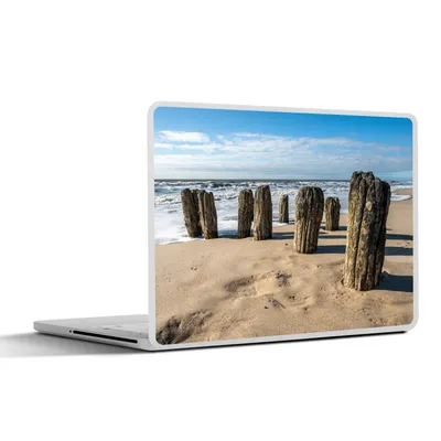 Produktbild von MuchoWow® Laptop Aufkleber Sticker Cover Sand - Strand - Pfahl - Wasser - Sommer 31x22.5 cm - Laptop-Deko