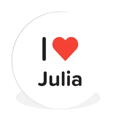 Produktbild von MuchoWow® Rundes Wandbild - Runde Bilder Ich liebe - Julia - Mädchen Ø 90 cm Kreis Wanddekoration Kunststoff - Wandkreis - Wandschmuck - Wand-Kreis - Wohnzimmer - Bild - Runde - Wanddeko - Dibond - Kunstdrucke