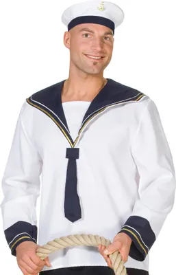 Produktbild von Matrose Seemann Oberteil weiß Marine Offizier Karneval Herren Kostüm 60