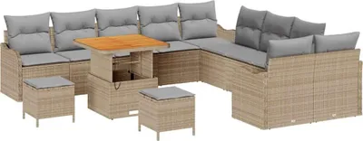 Image de Ensemble de canapé de jardin 13 pcs Beige polyrotin