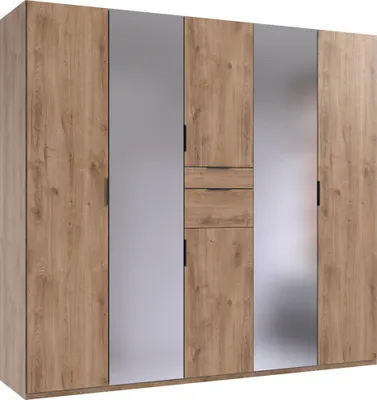 Image de Armoire à portes battantes Moldau avec miroir, finition au choix : chêne planches