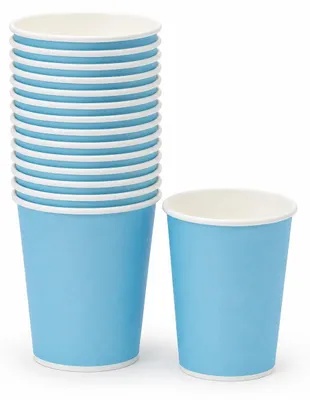Papierbecher 180 ml, hellblau, biologisch abbaubar, 100 Stück