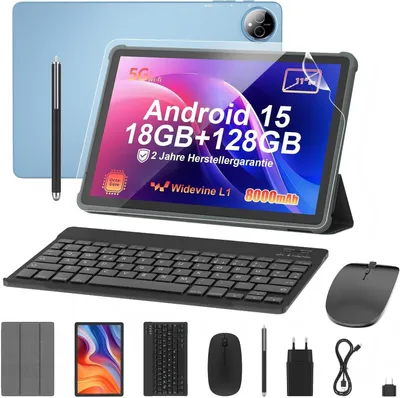 Obrázek produktu pro Tablet 11 palců s klávesnicí: Android 15, baterie 8000 mAh, procesor Octa-Core, 18 GB RAM + 128 GB úložiště, podpora karty TF až do kapacity 2 TB. Tablet PC