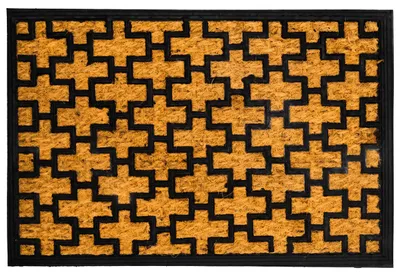 Obrázek produktu pro Podlahová rohož Relaxdays, kokos a guma, mřížková struktura, 60x40 cm, pro vnitřní i venkovní použití, protiskluzová rohož na zachytávání nečistot, přírodní barva/černá