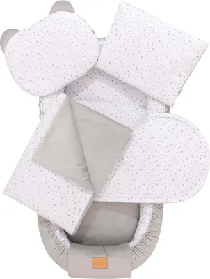Produktbild von Twinkle Stars & Grey Velvet 5-teiliges Set XXL Babynest