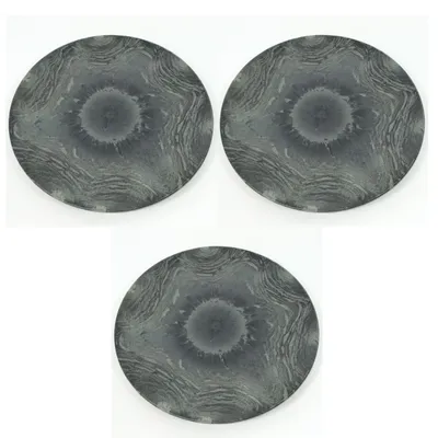 Produktbild von 3 x Deko-Teller in Schiefer-Optik Ø 22 cm Dekoteller Kunststoff - Kunststoffteller grau