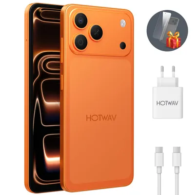 Produktbild von HOTWAV A17 Pro Max Smartphone, 12+128 GB/1 TB Handy, 5160-mAh-Akku, Smartphone ohne Vertrag, Android 16 handy, 120 Hz, Dual-SIM, Orange