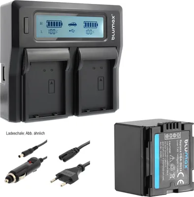 Produktbild von 1x Akku + Lader für Panasonic CGA-DU14 NV-GS250 NV-GS150 NV-GS140 1400 mAh