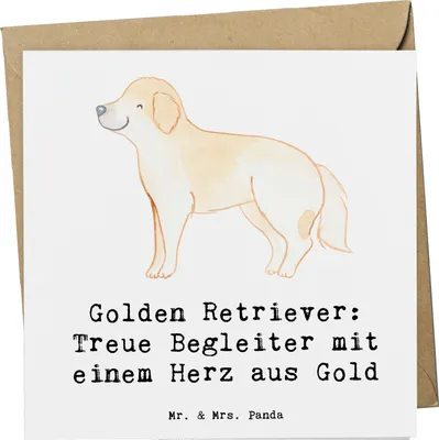 Produktbild von Mr. & Mrs. Panda Deluxe Karte Golden Retriever Freund - Weiß - Geschenk, Therapiebegleiter, faltkarte, Hunderasse, Klappkarte, Treue Begleiter, Hund, freundliches Wesen