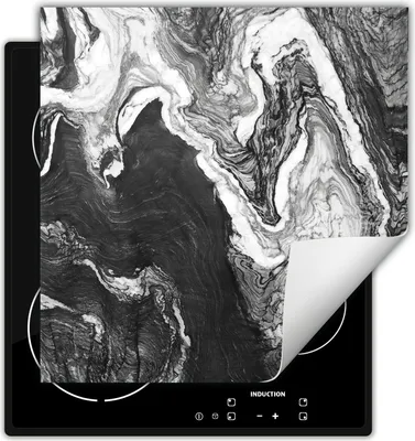 Produktbild von DarHaus Herdabdeckplatte 60x52 cm Anti Rutsch Matte Aufrollbar, grau - Marmor
