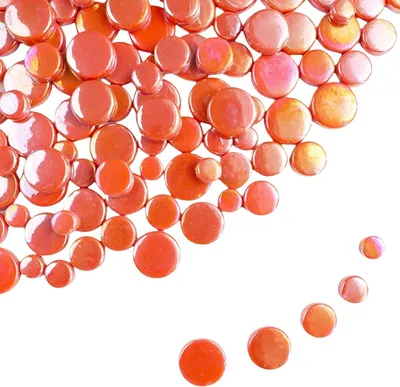Productafbeelding van Glazen Mozaïektegels - Mini Cirkels - Decoratie Projecten - Iriserende Kleuren - 500 g - Tangerine