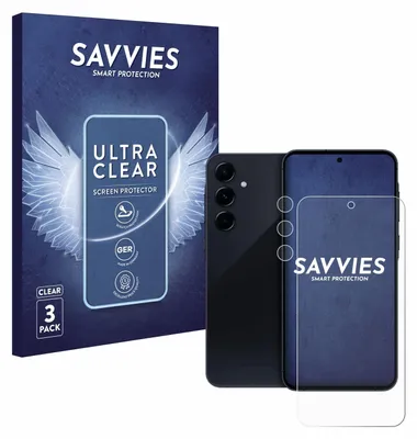 A product shot of a phone screen protector packaging and a phone with a screen protector on it.
