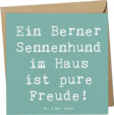 Produktbild von Mr. & Mrs. Panda Grußkarte Spruch Berner Sennenhund Freude - Meeresbrise - Geschenk, Hunderassen Pflege, Familienhund, faltkarte, doppelkarte, Beschreibung, Hunderasse