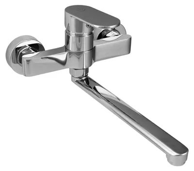 Immagine prodotto di Miscelatore da cucina a parete, finitura cromata, con bocchetta da 25 cm, marca Casa Aquanello