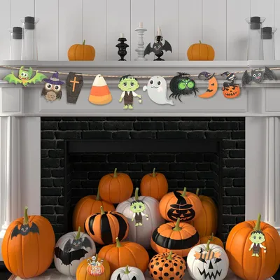 Produktbild von 48 Stück Halloween Holz-Hängeornamente - Interessanter Stil Halloween Dekorationen - Kürbis - Spooky Fledermaus - Süßigkeiten - Halloween Baumdekorationen mit Schnüren für DIY Halloween Festdekorationen
