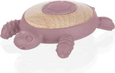 Produktbild von Beißring Schildkröte Altrosa aus Silikon und Holz ab Geburt