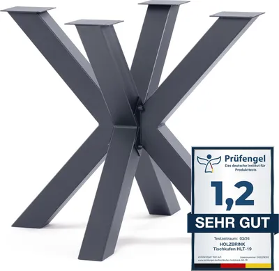 Produktbild von HOLZBRINK Tischbeine aus Metall, Tischgestell für Esstisch Küchentisch Konferenztisch, 85x80x72 cm (LxBxH), Grau, 1 Stück