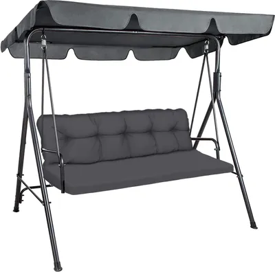 Produktbild von Hollywoodschaukel Auflage, 120x50x50, Glatt-Pik, Gartenbankauflage Sitzkissen Rückenkissen Matratze, Graphit [133]