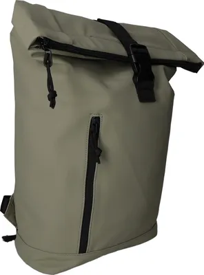 Produktbild von Rolltop-Rucksack BKR-113 Grün aus Kunstleder, gepolsterte Schultergurte, 40x55x12 cm (B x H x T)