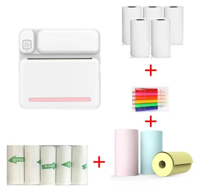 Produktbild von Tragbarer Mini Drucker - Bluetooth Thermodrucker - Kabellos - App-Steuerung - Ohne Tinte - Foto & Etiketten - Integrierter Akku - 8 S./Min - Rosa