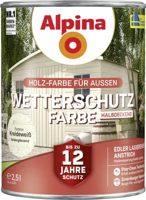 Produktbild von PROFI | 2,50 L | Kreideweiß 2 5 Liter Wetterschutzfarbe halbdeckend, Fassadenfarbe, Fassadenanstrich, Wetterbeständig, Holzfassade, Mauerwerk, Außenfarbe