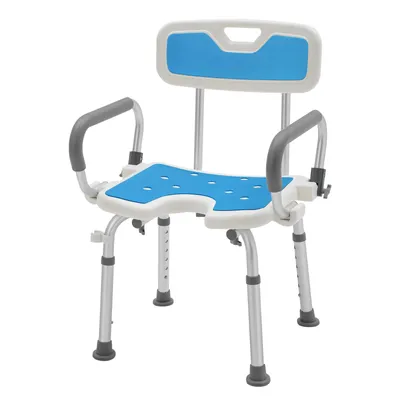 Produktbild von YZNAHRE Duschhocker Duschstuhl für Senioren Badhocker 37,5-50 cm Höhenverstellbar Aluminium Duschsitz Badewannenhocker 150 kg mit Rückenlehne und Armlehnen(Typ B, EVA-Kissen)