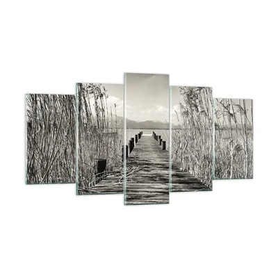 Produktbild von Bilder auf glas - 5 Teile - Brücke Pier Sepia - 160x85cm - Glasbilder - Wandbilder - Bilder - zum Aufhängen bereit - Wanddekoration aus Glas - Glas Bilder - Wandbild auf Glas - GEA160x85-4928
