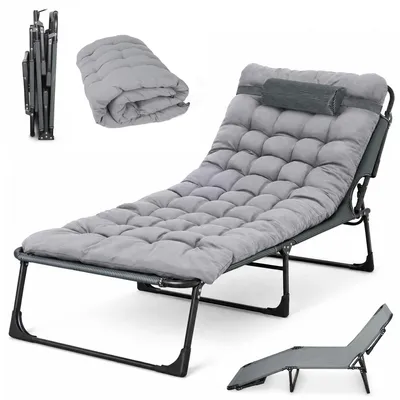 Produktbild von Feldbett Campingliege klappbar bis 200 kg, 190x68x30 cm, Campingbett Gästebett mit Verstellbarer Polster und kissen, Tragetasche, Sonnenliege Camping