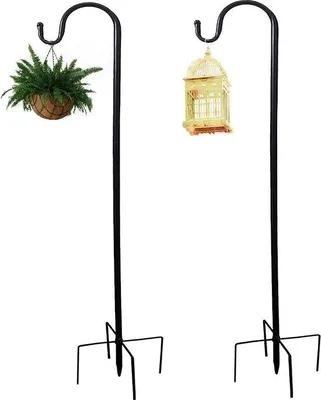 Produktbild von Famanu Herdershaken 2 Stück 96 cm - Metallgartenhaken für Blumenhänger, Vogelhäuser, Laternen - Hochzeitsdekoration in Schwarz