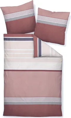 Produktbild von Janine Design Mako-Satin Bettwäsche-Garnitur J.D. 87066 Farbe burgund rosé-05 Größe 200X200+2x80x80cm