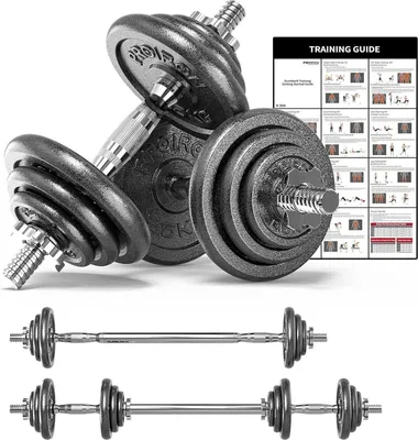 Immagine prodotto di PROIRON Set di manubri 2 in 1 bilanciere 5-20/30kg regolabile per l'allenamento della forza 20KG