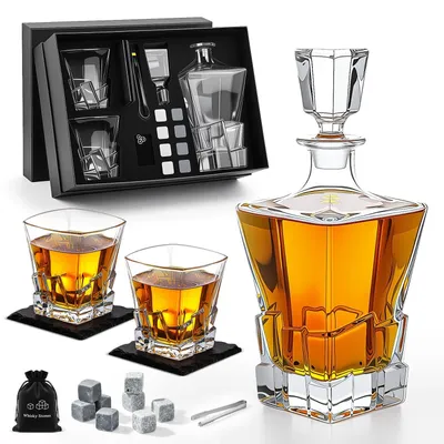 Productafbeelding van Whiskyset met karaf, glazen en whiskystenen in geschenkdoos