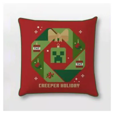Zdjęcie produktu dla Minecraft Creeper Świąteczna poszewka na poduszkę 40x40 cm aksamitna