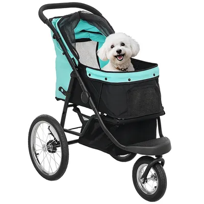 Produktbild von Hundebuggy bis 10 kg kleine Hunde Katzen faltbar Ein-Klick Oxford 600D Türkis