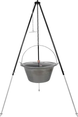 Produktbild von Gulaschkessel 30 Liter Eisen Deckel Teleskopgestell 180 cm Kettenhöhenverstellung