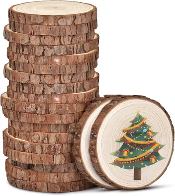 Produktbild von Omgoods – Set mit 100 Holzscheiben – unbehandelt und natürlich – 5-6 cm Durchmesser