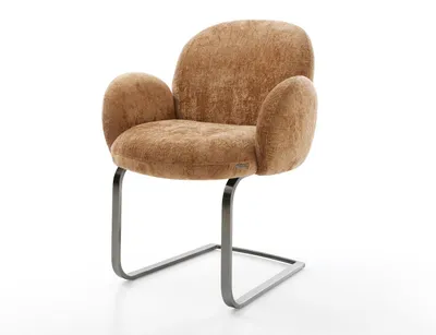 Produktbild von DELIFE Freischwinger Nube-Flex mit Armlehnen Chenille Rost Freischwinger flach Graphit Taschenfederkern